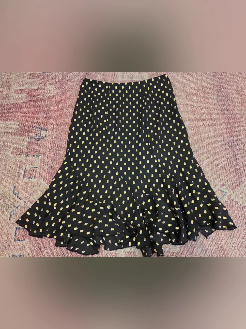 Who what wear gold polka dot midi skirt A line fit and flare size 6